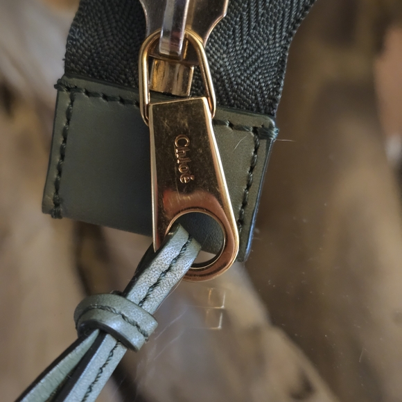 Chloe Dark Green Leather Tote - Picture 4 of 16